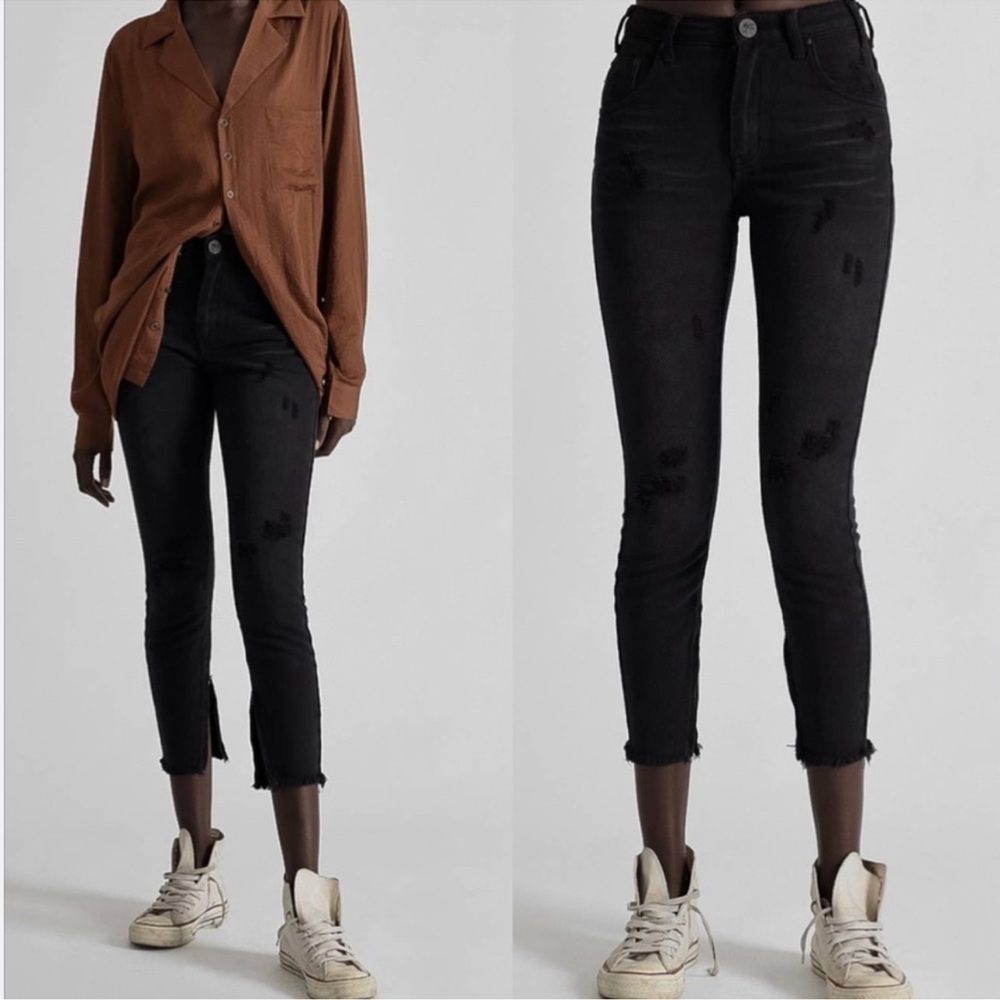 One Teaspoon NWT Black High Rise Distressed Ankle Zip Jeans Size 25